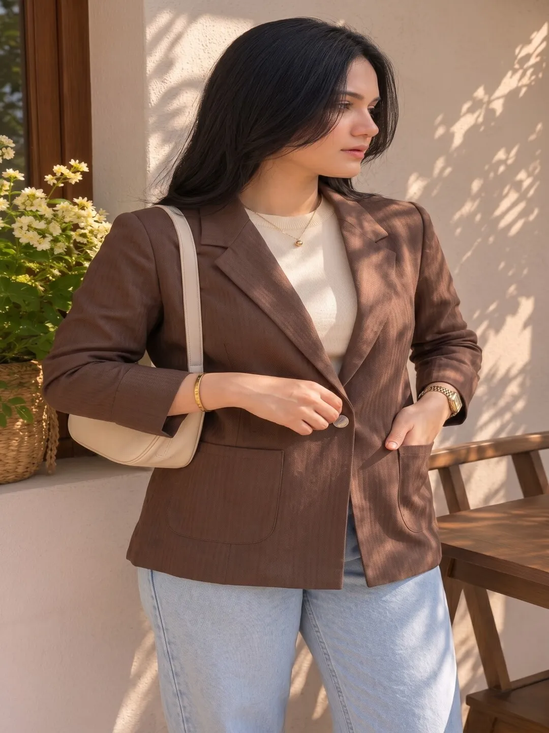 brown blazer for women